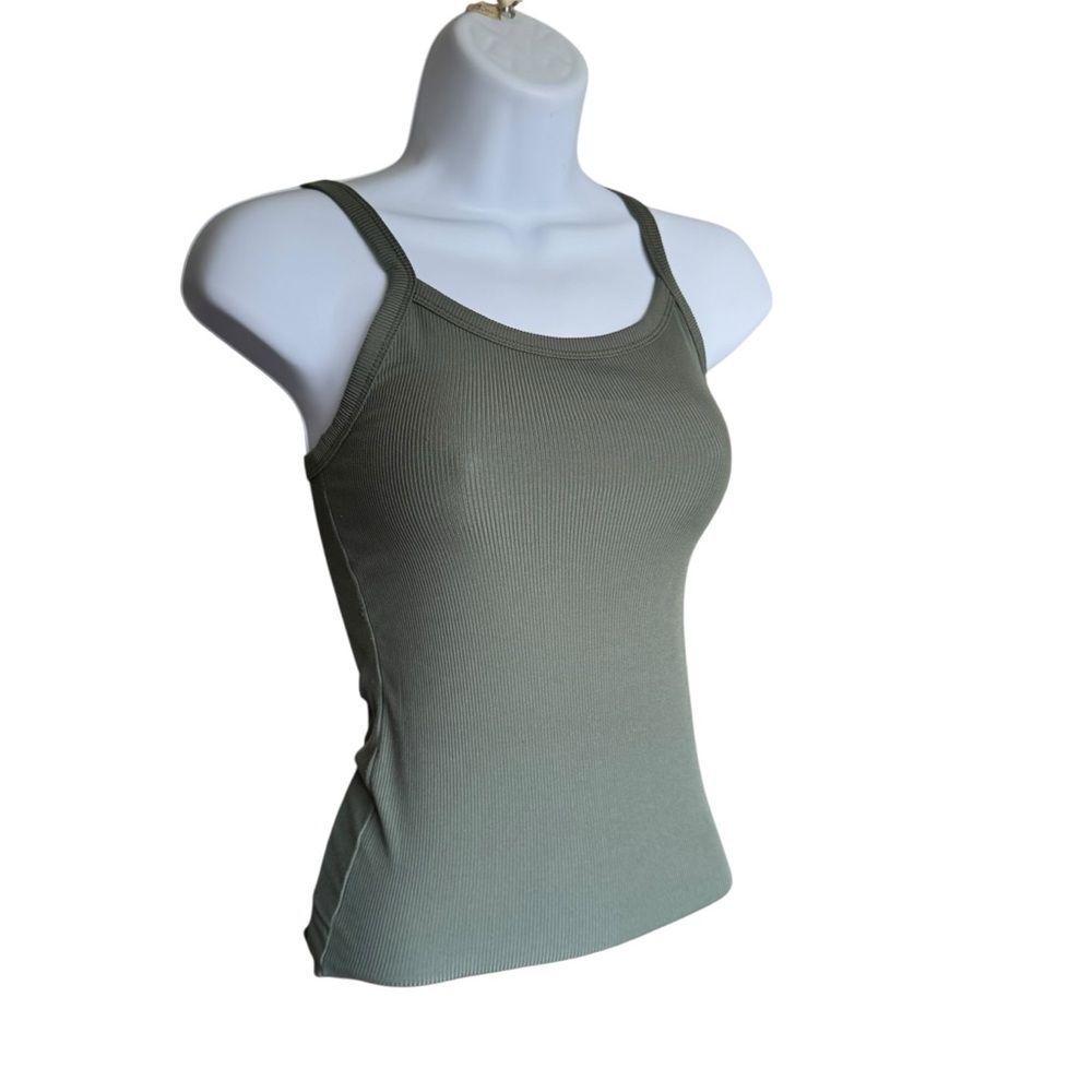 No Boundaries Olive Green Ribbed Tank Top
